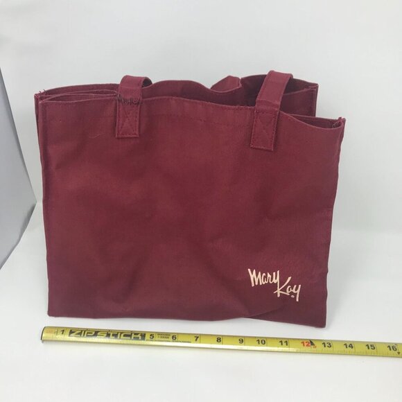 Vintage 1980s Red Burgundy Mary Kay Canvas Tote Bag Handbag Purse - Picture 1 of 6